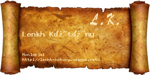 Lenkh Kötöny névjegykártya